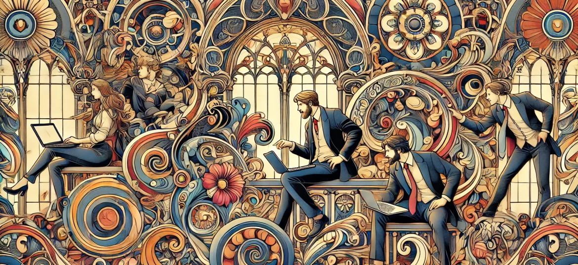 Illustration Art Nouveau de reprise d'entreprise digitale avec des personnages contemporains